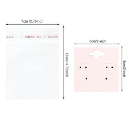 50pcs 5x9cm Kraft Paper Card with Self-Adhesive Bags Blank Cardboard Holder Tags for Long Drop Earring Jewelry Display Packaging