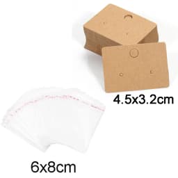 50pcs 5x9cm Kraft Paper Card with Self-Adhesive Bags Blank Cardboard Holder Tags for Long Drop Earring Jewelry Display Packaging