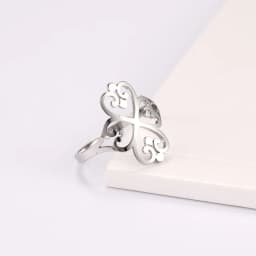 COOLTIME Geometric Filigree Flower Rings for Women Stainless Steel Vintage Four-leaf Clover Ring Birthday Jewelry Gift Wholesale