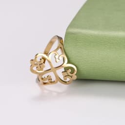 COOLTIME Geometric Filigree Flower Rings for Women Stainless Steel Vintage Four-leaf Clover Ring Birthday Jewelry Gift Wholesale