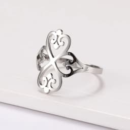 COOLTIME Geometric Filigree Flower Rings for Women Stainless Steel Vintage Four-leaf Clover Ring Birthday Jewelry Gift Wholesale