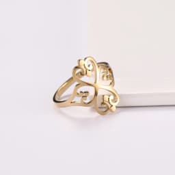 COOLTIME Geometric Filigree Flower Rings for Women Stainless Steel Vintage Four-leaf Clover Ring Birthday Jewelry Gift Wholesale