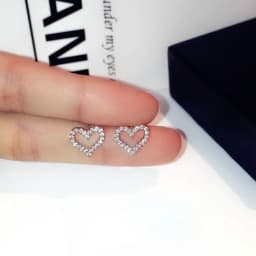 Korean Earrings S925 Silver Color Heart Bling Zircon Stone Stud Earrings for Women Fashion Jewelry 2025 Trend