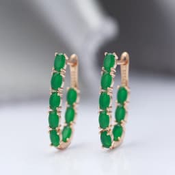 SYOUJYO Full Green Natural Zircon Long Women's Earring 585 Rose Gold Color Vintage Bride Wedding Jewelry Luxury Design Best Gift