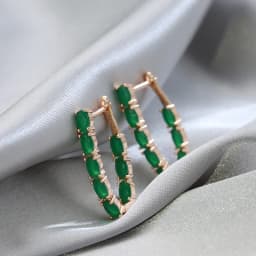 SYOUJYO Full Green Natural Zircon Long Women's Earring 585 Rose Gold Color Vintage Bride Wedding Jewelry Luxury Design Best Gift