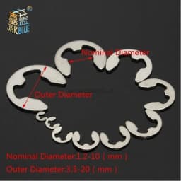 120/200 PCS 304 Stainless Steel Stainless Steel E Clip Washer Assortment Kit Circlip Retaining Ring for Shaft Fastener M1.5~M10