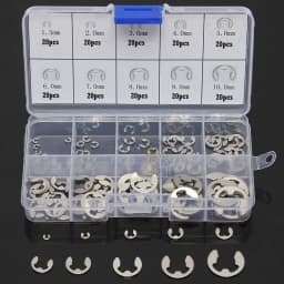 120/200 PCS 304 Stainless Steel Stainless Steel E Clip Washer Assortment Kit Circlip Retaining Ring for Shaft Fastener M1.5~M10