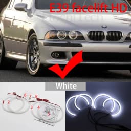 For BMW 5 Series E39 525i 528i 530i 540i White Yellow Dual and White Cotton LED Angel Eyes Kit Ring DRL Turn Signal Light
