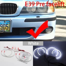 For BMW 5 Series E39 525i 528i 530i 540i White Yellow Dual and White Cotton LED Angel Eyes Kit Ring DRL Turn Signal Light