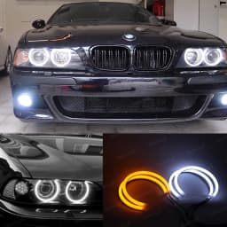 For BMW 5 Series E39 525i 528i 530i 540i White Yellow Dual and White Cotton LED Angel Eyes Kit Ring DRL Turn Signal Light