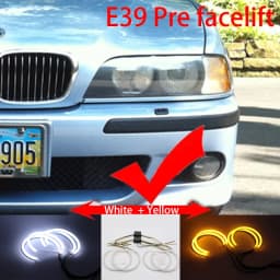 For BMW 5 Series E39 525i 528i 530i 540i White Yellow Dual and White Cotton LED Angel Eyes Kit Ring DRL Turn Signal Light
