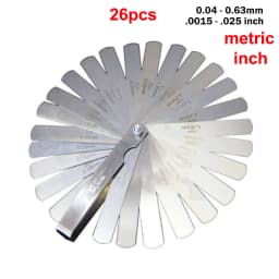 32/26/25/20 Blades Feeler Gauge Metric Gap Filler 0.02-1MM / 0.0008-0.040 INCH Gage Measurement Tool for Engine Valve Adjustment