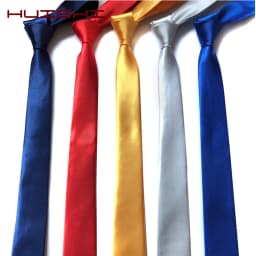 HUISHI Slim Party Necktie For Men Solid Color Neckties Mens Narrow Cravat 5cm Width 38 Colors Royal Blue Yellow Gold For Party