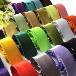 HUISHI Slim Party Necktie For Men Solid Color Neckties Mens Narrow Cravat 5cm Width 38 Colors Royal Blue Yellow Gold For Party