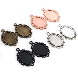 10pcs 13x18mm Inner Size Antique Silver Plated Flower Style Cameo Cabochon Base Setting Charms Pendant necklace findings