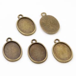 10pcs 13x18mm Inner Size Antique Silver Plated Flower Style Cameo Cabochon Base Setting Charms Pendant necklace findings
