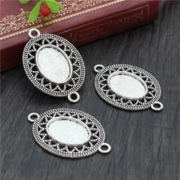 10pcs 13x18mm Inner Size Antique Silver Plated Flower Style Cameo Cabochon Base Setting Charms Pendant necklace findings