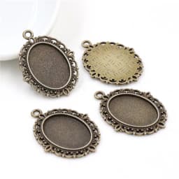 10pcs 13x18mm Inner Size Antique Silver Plated Flower Style Cameo Cabochon Base Setting Charms Pendant necklace findings