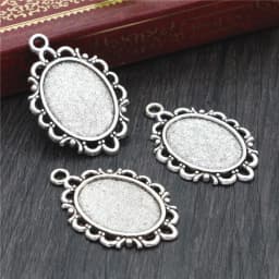 10pcs 13x18mm Inner Size Antique Silver Plated Flower Style Cameo Cabochon Base Setting Charms Pendant necklace findings