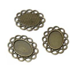 10pcs 13x18mm Inner Size Antique Silver Plated Flower Style Cameo Cabochon Base Setting Charms Pendant necklace findings