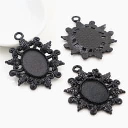 10pcs 13x18mm Inner Size Antique Silver Plated Flower Style Cameo Cabochon Base Setting Charms Pendant necklace findings