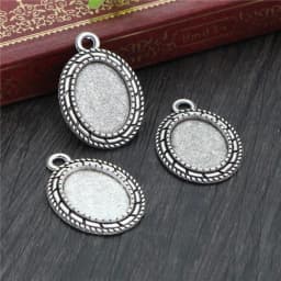 10pcs 13x18mm Inner Size Antique Silver Plated Flower Style Cameo Cabochon Base Setting Charms Pendant necklace findings