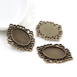 10pcs 13x18mm Inner Size Antique Silver Plated Flower Style Cameo Cabochon Base Setting Charms Pendant necklace findings
