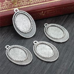 10pcs 13x18mm Inner Size Antique Silver Plated Flower Style Cameo Cabochon Base Setting Charms Pendant necklace findings