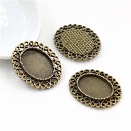 10pcs 13x18mm Inner Size Antique Silver Plated Flower Style Cameo Cabochon Base Setting Charms Pendant necklace findings