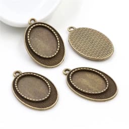 10pcs 13x18mm Inner Size Antique Silver Plated Flower Style Cameo Cabochon Base Setting Charms Pendant necklace findings