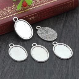 10pcs 13x18mm Inner Size Antique Silver Plated Flower Style Cameo Cabochon Base Setting Charms Pendant necklace findings