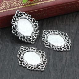 10pcs 13x18mm Inner Size Antique Silver Plated Flower Style Cameo Cabochon Base Setting Charms Pendant necklace findings