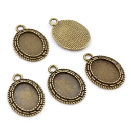 10pcs 13x18mm Inner Size Antique Silver Plated Flower Style Cameo Cabochon Base Setting Charms Pendant necklace findings