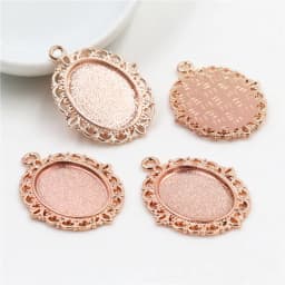 10pcs 13x18mm Inner Size Antique Silver Plated Flower Style Cameo Cabochon Base Setting Charms Pendant necklace findings