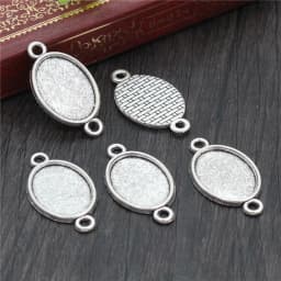 10pcs 13x18mm Inner Size Antique Silver Plated Flower Style Cameo Cabochon Base Setting Charms Pendant necklace findings