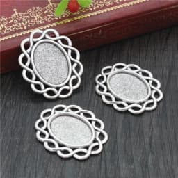 10pcs 13x18mm Inner Size Antique Silver Plated Flower Style Cameo Cabochon Base Setting Charms Pendant necklace findings