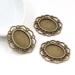 10pcs 13x18mm Inner Size Antique Silver Plated Flower Style Cameo Cabochon Base Setting Charms Pendant necklace findings