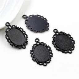 10pcs 13x18mm Inner Size Antique Silver Plated Flower Style Cameo Cabochon Base Setting Charms Pendant necklace findings