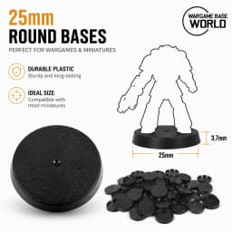 25mm Round Plastic Bases for Gaming Miniatures and Table Games