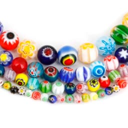 Size 4MM 6MM 8MM 10MM Beads Mixed Color Millefiori Flower Lampwork Glass Round Spacer Beads For Jewelry Making DIY Kids Gifts