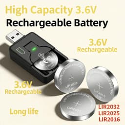 3.6V LIR2032 LIR2025 LIR2016 Rechargeable Coin Cell Batteries Replacement for CR2032 CR2025 CR2016 Lithium Coin Cell for Watches