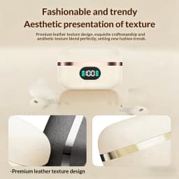 Premium Leather Wireless Earbuds Boasting Sleek Semi-in-ear Design Endurance Battery Mic Ideal Companion for Active Lifestyle