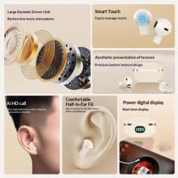 Premium Leather Wireless Earbuds Boasting Sleek Semi-in-ear Design Endurance Battery Mic Ideal Companion for Active Lifestyle