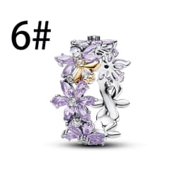 New 925 Sterling Silver Four Leaf Clover Flower Bee Ear Stud Ring Pendant Bead fit DIY Women's Bracelets Necklaces Jewelry Gifts
