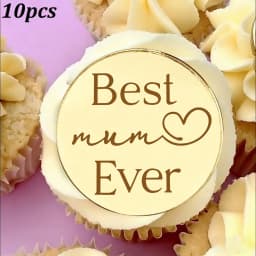 10pcs/5pcs Happy Mother's Day Cupcake Toppers Best Mum Ever Cake Toppers for Mother's Day Celebration Baking Supplies