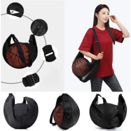 Anti-Tear Mesh Single Ball Bag Fits Size 7 Basketball Soccer Volleyball Crossbody Carrier With Adjustable Strap & Zipper
