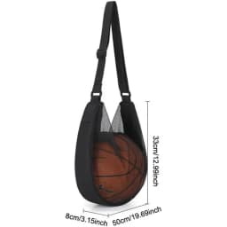 Anti-Tear Mesh Single Ball Bag Fits Size 7 Basketball Soccer Volleyball Crossbody Carrier With Adjustable Strap & Zipper