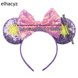 Fashion Cute Mouse Princess Headband 3.3"Ears For Kids Rapunzel Hair Band Women Hair Accessories Girls Sequins Bow Headwear