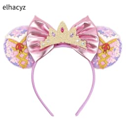 Fashion Cute Mouse Princess Headband 3.3"Ears For Kids Rapunzel Hair Band Women Hair Accessories Girls Sequins Bow Headwear