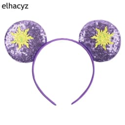 Fashion Cute Mouse Princess Headband 3.3"Ears For Kids Rapunzel Hair Band Women Hair Accessories Girls Sequins Bow Headwear